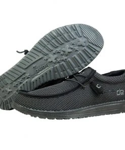 Hey Dude Wally L Sox Black Men's Shoes Comfortable Lightweight Slip On Casual