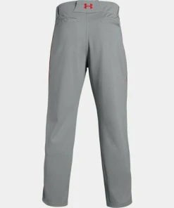 Under Armour Men's Grey W/ Red Piped UA Utility Relaxed Fit Adult Baseball Pants 10 Under Armour Men's Grey W/ Red Piped UA Utility Relaxed Fit Adult Baseball Pants