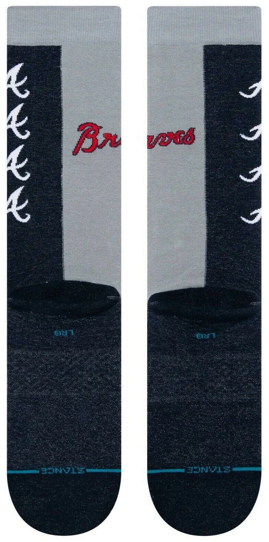 2022 Atlanta Braves A Stance MLB Split Crew Baseball Socks Large Men's 9-13 3 2022 Atlanta Braves A Stance MLB Split Crew Baseball Socks Large Men's 9-13