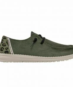 Hey Dude Wendy Corduroy Winter Moss Women's Lightweight Shoes Slip On Casual Hey Dude Shoes