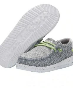 Hey Dude Wally Youth Sox Stone White Shoes Comfort Lightweight Slip On Casual Hey Dude Shoes