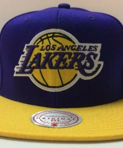 Los Angeles Lakers LA Mitchell & Ness NBA Snapback Hat 2Tone Adjustable Cap Flat