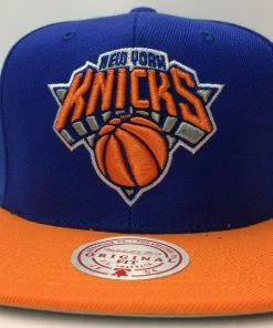 New York Knicks Mitchell & Ness NBA Snapback Hat 2Tone Flat Brim Adjustable Cap