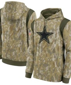 NFL 2021 Dallas Cowboys Nike Camo Men's Salute To Service Sideline Hoodie Authentic