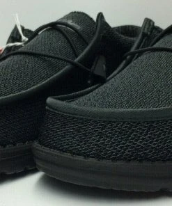 Hey Dude Wally Sox Micro Total Black Lightweight Slip On Casual Men's Shoes