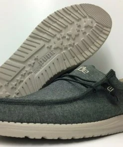 Hey Dude Shoes Hey Dude Wally Chambray Black Comfortable Lightweight Slip On Casual Men's Shoes