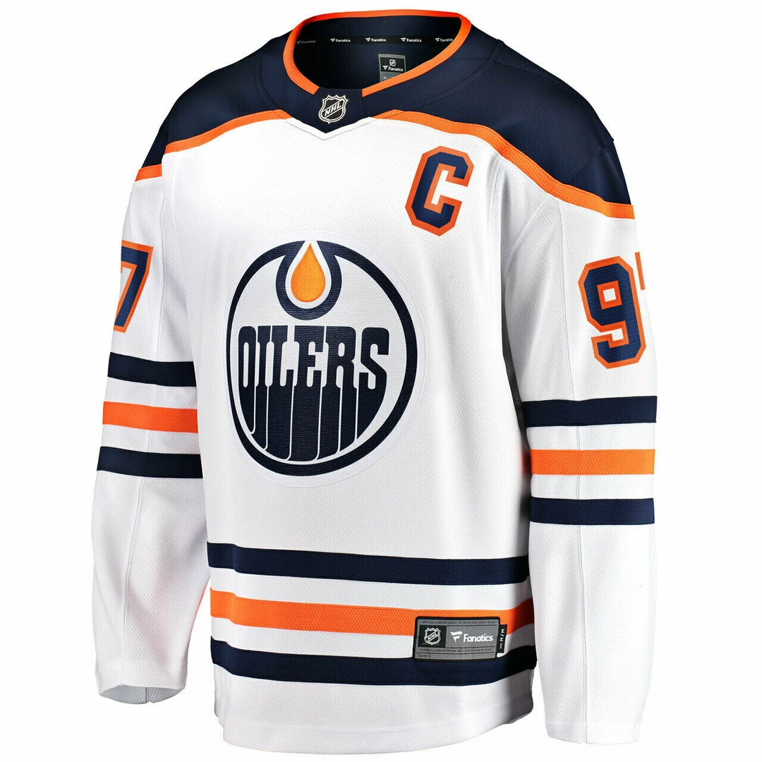 Fanatics Connor McDavid Edmonton Oilers Fantics NHL Hockey Jersey Men's White Away 3 Fanatics Connor McDavid Edmonton Oilers Fantics NHL Hockey Jersey Men's White Away