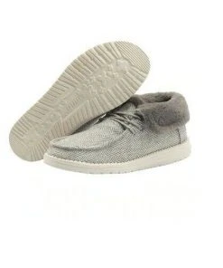 Hey Dude Wendy Britt Herringbone Grey Women's Lightweight Casual Slip On Shoes Hey Dude Shoes