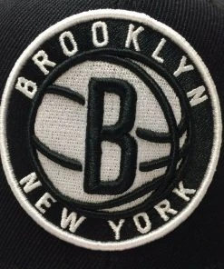 Brooklyn Nets Mitchell & Ness NBA Snapback Hat Nets Ball Logo Cap Flat Brim