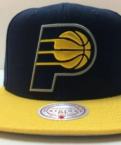 Indiana Pacers Mitchell & Ness NBA Adjustable Snapback Hat 2Tone Flat Brim Cap