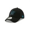 2022 Miami Marlins New Era MLB 39THIRTY Team Classic Stretch Flex Cap Black Hat