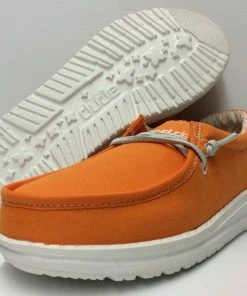Hey Dude Shoes Hey Dude Wally Youth Fiesta Orange Comfortable Lightweight Slip On Casual Shoes