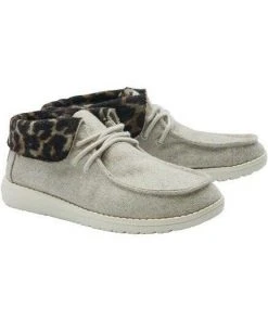 Hey Dude Wendy Britt Cream Cheetah Women's Lightweight Casual Slip On Shoes Hey Dude Shoes