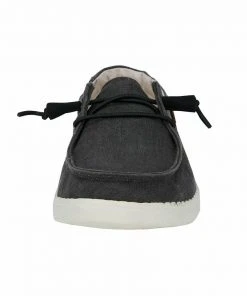 Hey Dude Shoes Hey Dude Wendy Chambray Off Black Lightweight Slip On Casual Women's Shoes Comfy