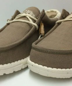 Hey Dude Wally Linen Natural Clay Men's Casual Lightweight Slip On Comfort Shoes Hey Dude Shoes