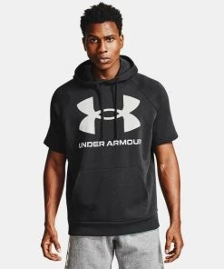 Under Armour Men's UA Rival Fleece Big Logo Short Sleeve Hoodie Sweatshirt Hood