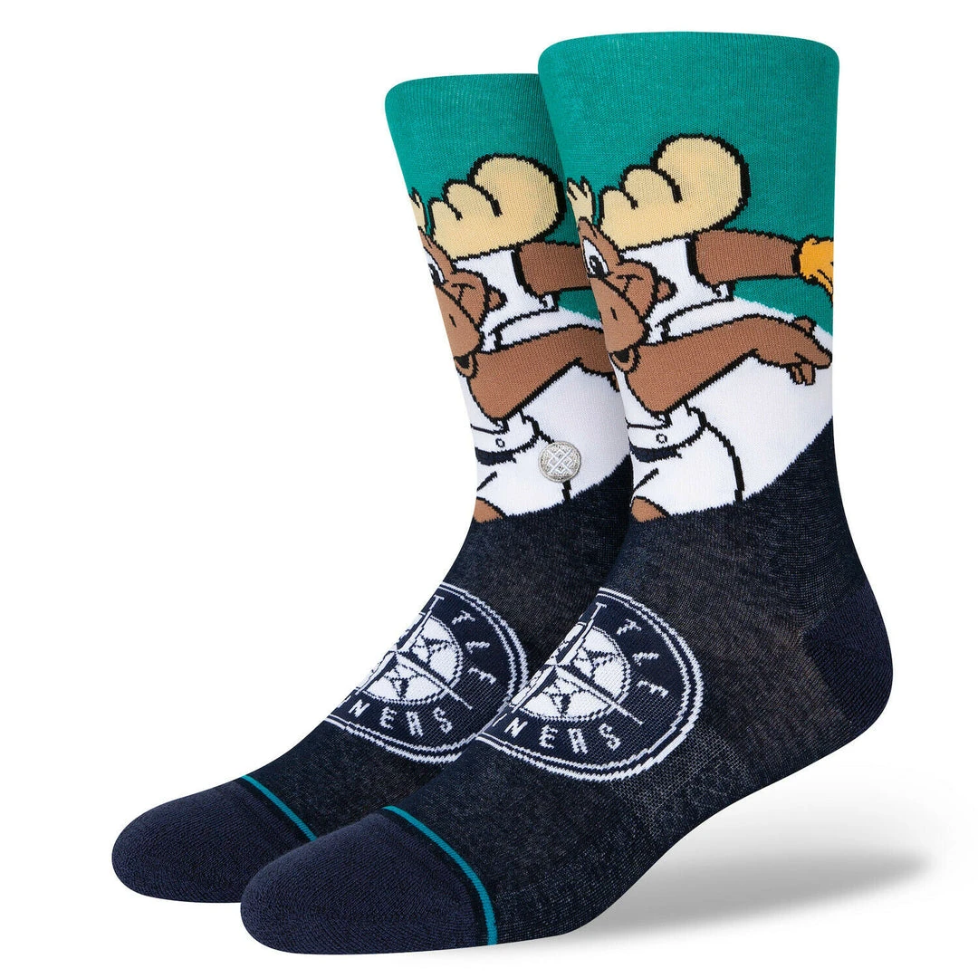 2022 Seattle Mariners Stance MLB Mariner Moose Mascot Socks Large Men's 9-13 1 2022 Seattle Mariners Stance MLB Mariner Moose Mascot Socks Large Men's 9-13