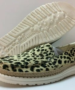 Hey Dude Wendy Lena Leopard Angora Women's Lightweight Slip On Casual Shoes Hey Dude Shoes