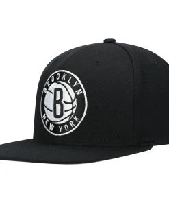 Brooklyn Nets Mitchell & Ness NBA Snapback Hat Nets Ball Logo Cap Flat Brim