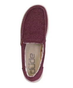 Hey Dude Wendy Misty Burgundy Women's Lightweight SlipOn Comfortable Casual Shoe