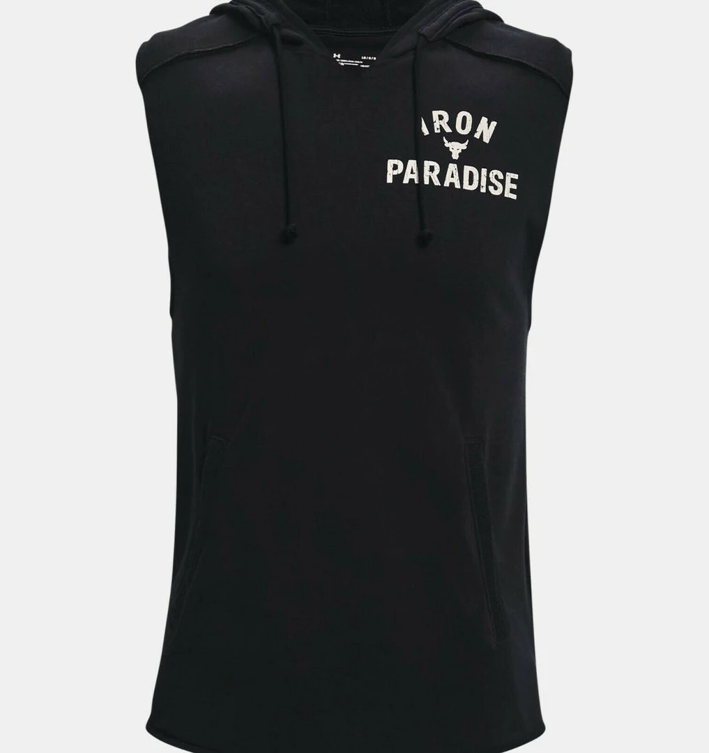 Under Armour Mens UA Project Rock Terry Sleeveless Hoodie Iron Paradise Rock 2 Under Armour Mens UA Project Rock Terry Sleeveless Hoodie Iron Paradise Rock