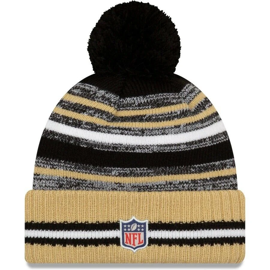 2021 New Orleans Saints New Era Knit Hat On Field Sideline Beanie Stocking Cap NFL 2 2021 New Orleans Saints New Era Knit Hat On Field Sideline Beanie Stocking Cap NFL