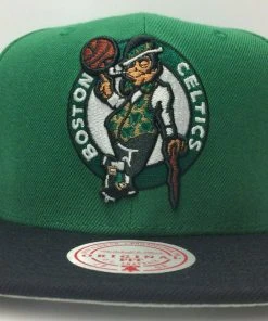Boston Celtics Mitchell & Ness NBA Adjustable Snapback Hat 2Tone Flat Brim Cap