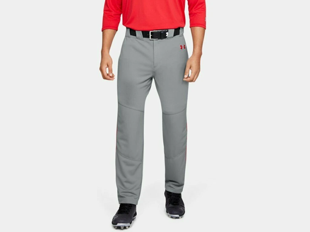 Under Armour Men's Grey W/ Red Piped UA Utility Relaxed Fit Adult Baseball Pants 1 Under Armour Men's Grey W/ Red Piped UA Utility Relaxed Fit Adult Baseball Pants