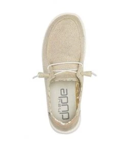 Hey Dude Wendy Stretch Sparkling Beige Lightweight Slip On Casual Women's Shoes