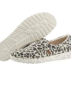 Hey Dude Wendy Hey Dude Women's Wendy Misty Woven Cheetah Grey Shoes Slip On Comfortable Casual