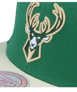 Milwaukee Bucks Mitchell & Ness NBA Snapback Hat 2Tone Flat Brim Adjustable Cap