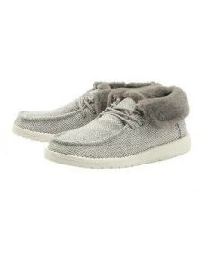 Hey Dude Wendy Britt Herringbone Grey Women's Lightweight Casual Slip On Shoes Hey Dude Shoes