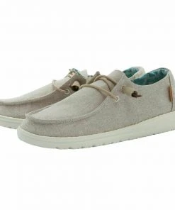 Hey Dude Shoes Hey Dude Wendy Chambray Beige Women's Lightweight Shoes Slip On Casual Comfort