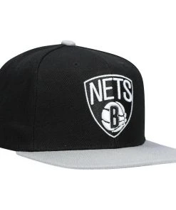Brooklyn Nets Mitchell & Ness NBA Snapback Hat Nets Logo Cap 2 Tone Flat Brim