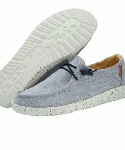 Hey Dude Wendy Chambray White Blue Women's Lightweight Shoes Slip On Casual
