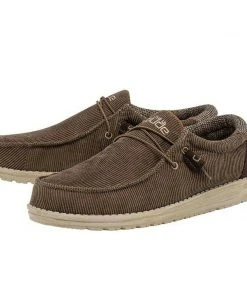 Hey Dude Wally Corduroy Walnut Men's Shoes Comfortable Lightweight Slip On Shoe Hey Dude Shoes