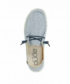 Hey Dude Wendy Chambray White Blue Women's Lightweight Shoes Slip On Casual