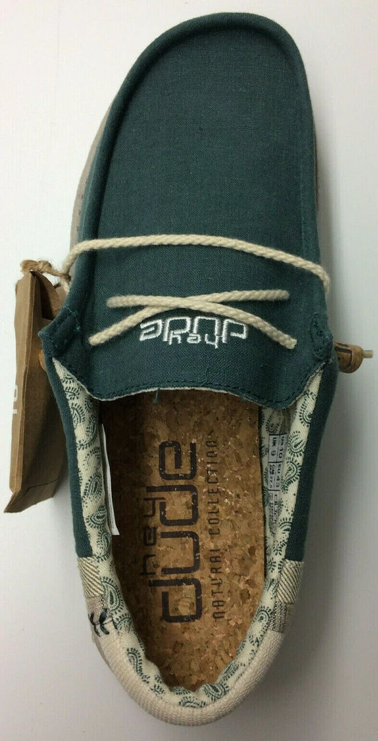 Hey Dude Wally Linen Natural Teal Casual Lightweight Slip On Men's Shoes Comfort 6 Hey Dude Wally Linen Natural Teal Casual Lightweight Slip On Men's Shoes Comfort