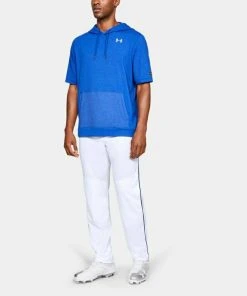 Under Armour Men's White W/ Blue Piped UA Utility Relaxed Fit Baseball Pants