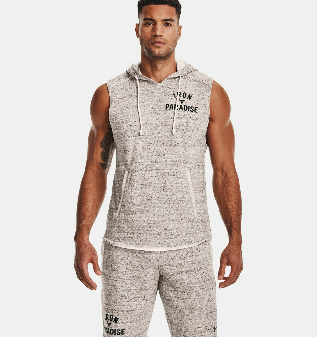 Under Armour Mens UA Project Rock Terry Sleeveless Hoodie Iron Paradise Rock 5 Under Armour Mens UA Project Rock Terry Sleeveless Hoodie Iron Paradise Rock