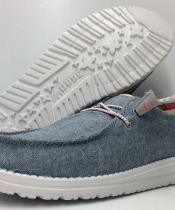 Hey Dude Wendy Chambray Braid Indigo Lightweight Slip On Casual Women's Shoes