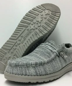 Hey Dude Wally Stretch Platinum Mix Men's Lightweight Slip On Casual Shoes Hey Dude Shoes