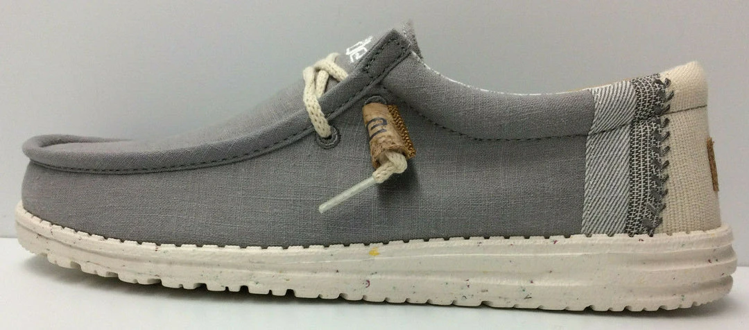Hey Dude Wally Linen Natural Grey Casual Lightweight Comfort Slip On Men's Shoes 3 Hey Dude Wally Linen Natural Grey Casual Lightweight Comfort Slip On Men's Shoes