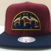 Denver Nuggets Mitchell & Ness NBA Adjustable Snapback Hat 2Tone Flat Brim Cap