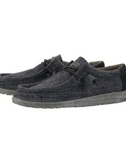 Hey Dude Wally Woven Carbone Men's Shoes Comfortable Lightweight Slip On Casual Hey Dude Shoes