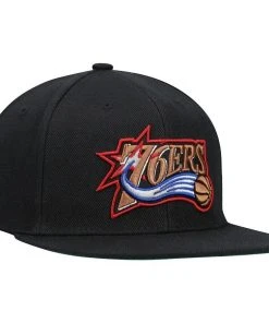 Philadelphia 76ers Mitchell & Ness NBA Snapback Hat Black Cap Sixers Iverson