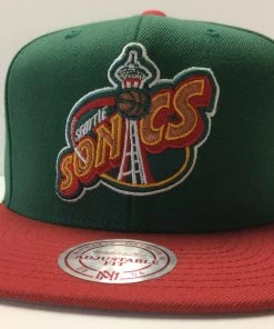 Seattle SuperSonics Mitchell & Ness NBA Snapback Hat XL Logo 2Tone Cap Sonics