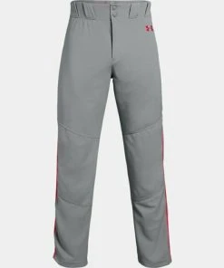 Under Armour Men's Grey W/ Red Piped UA Utility Relaxed Fit Adult Baseball Pants 9 Under Armour Men's Grey W/ Red Piped UA Utility Relaxed Fit Adult Baseball Pants
