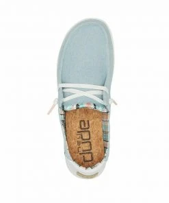 Hey Dude Wendy Boho Light Denim Women's Lightweight Shoes Slip On Comfortable Hey Dude Shoes