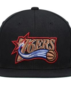 Philadelphia 76ers Mitchell & Ness NBA Snapback Hat Black Cap Sixers Iverson